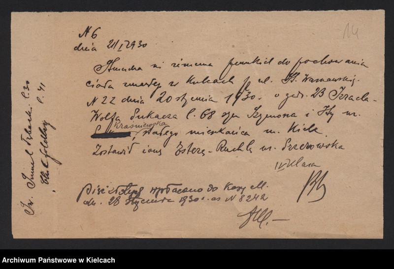 image.from.unit.number "Załączniki do akt zgonu Okręgu Bożniczego Kielce za rok 1930"