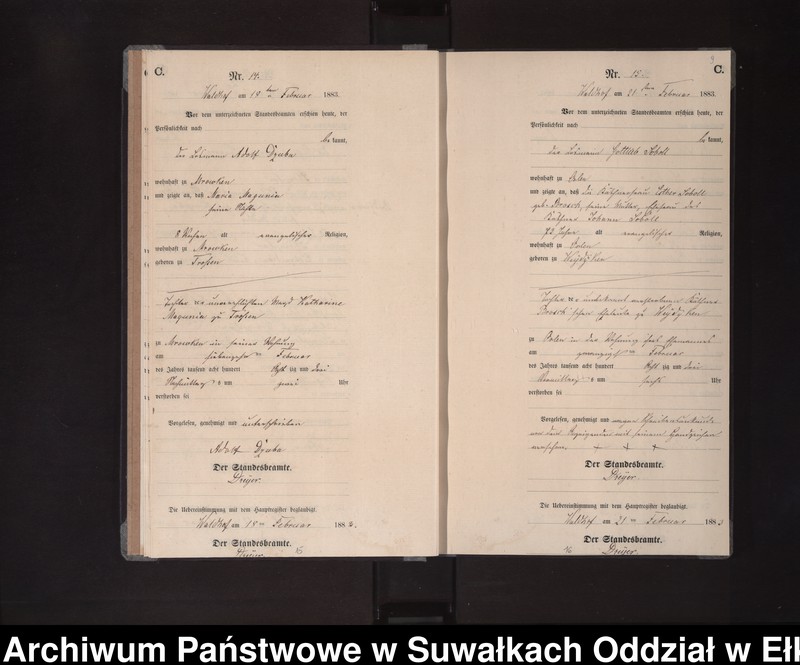 Obraz 12 z jednostki "Sterbe-Neben-Register des Königlich Preussischen Standes-Amtes Orlen Kreis Loetzen"