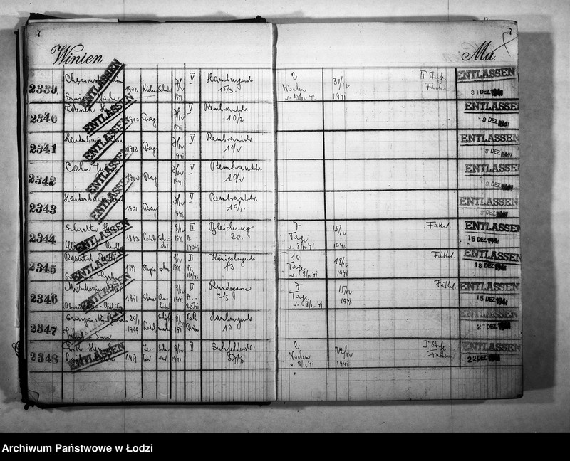 Obraz 10 z jednostki "Entlassungsbuch [Imienny spis więźniów, dane personalne]"