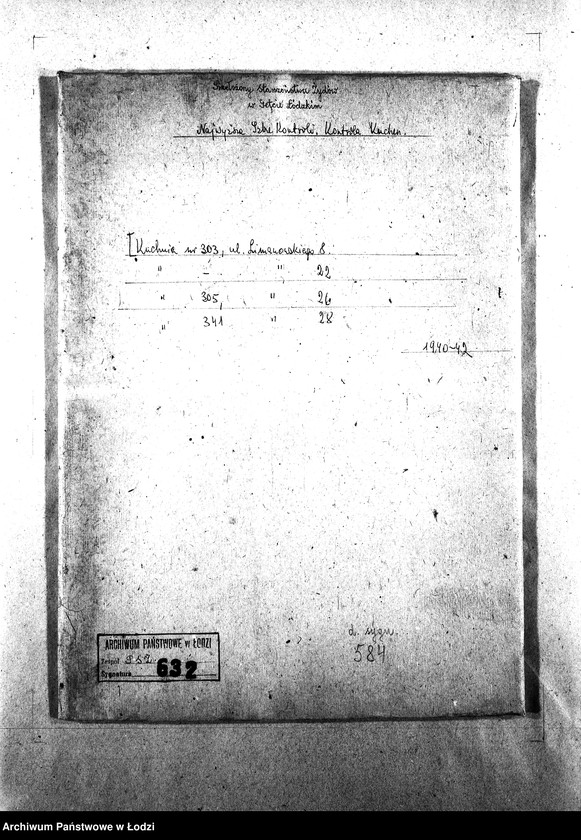 Obraz 3 z jednostki "[Kuchnia nr 303, ul. Limanowskiego 8. Kuchnia, ul. Limanowskigo 22. Kuchnia nr 305, ul. Limanowskiego 26. Kuchnia nr 341, ul. Limanowskiego 28. Działalność kuchni, personel, konsumenci, kontrole]"