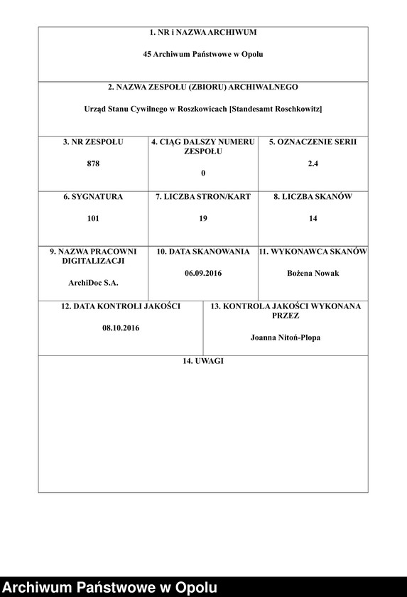 image.from.unit.number "Heirats-Register (Neben-Register) Standesamt Roschkowitz 1911 No.1 bis 9"