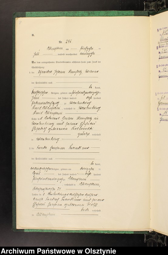 image.from.unit.number "Heirats-Haupt-Register Tom II, Nr 243-345"