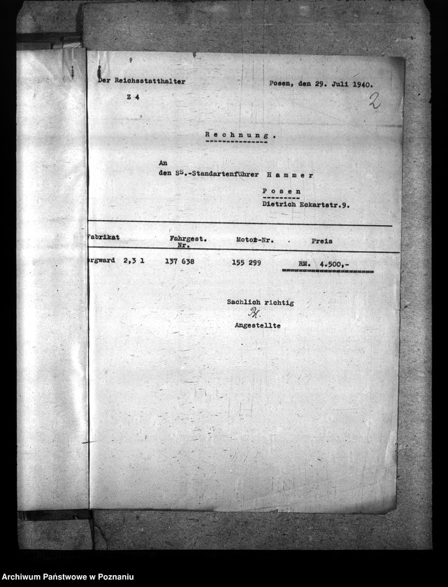 Obraz 6 z jednostki "Kraftfahrzeug für SS- Standartenführer Hammer vom SS- Bodenamt"
