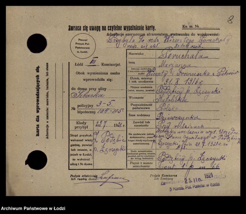 Obraz 10 z jednostki "[Spis ludności Łodzi] Porto-Potocki"