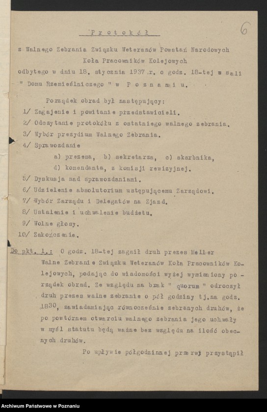 Obraz 11 z jednostki "Koło Pracowników Kolejowych w Poznaniu - sprawozdania i protokoły zebrań."