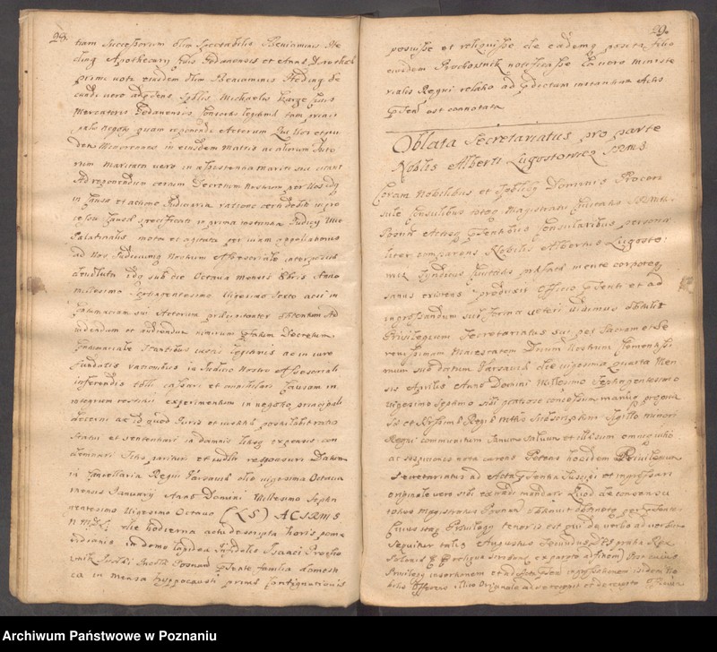 Obraz 19 z jednostki "Protocollon nobilis officii consularis civitatis SR.Mtis Posnaniae incipit ab anno 1728 sub felici regimine nobilis et spectabilis domini Michaelis Czempiński proconsulis praesidentis eiusdem civitatis ..."