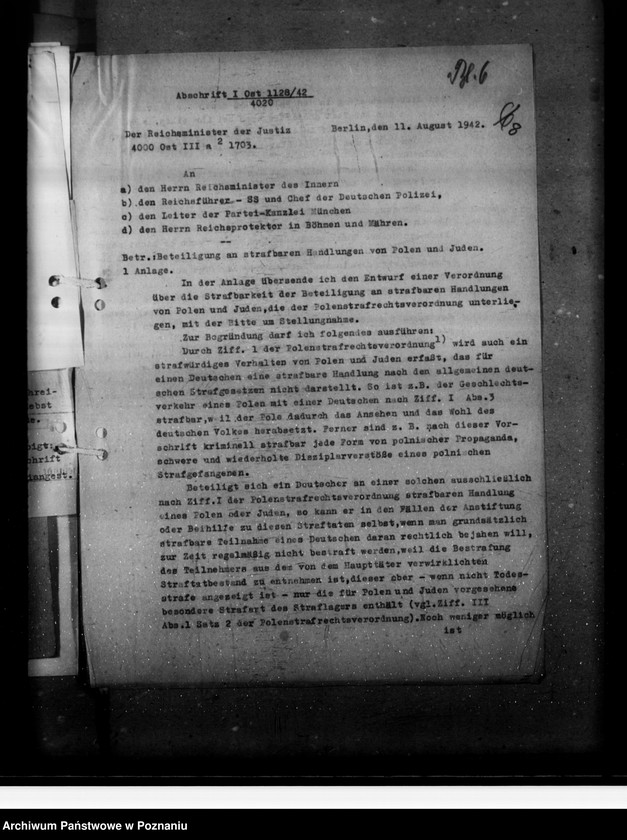 Obraz 13 z jednostki "Verordnung über die Strafbarkeit der Beteiligung an strafbaren Handlungen von Polen und Juden"