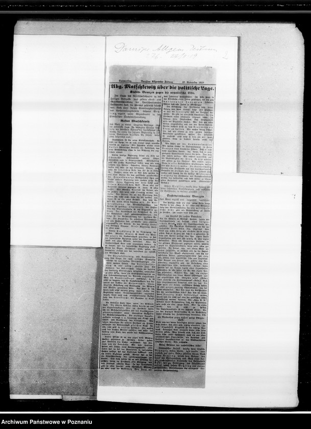 Obraz 6 z jednostki "Sprawa granic niepodległej Polski [wycinki prasowe z gazety "Danziger Allgemeine Zeitung"]"