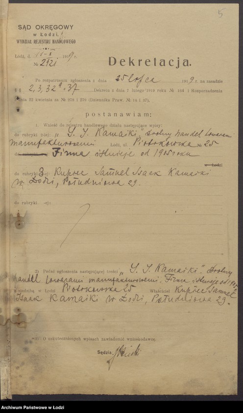 Obraz 7 z jednostki "Samuel Isaak Kamaiki – drobny handel towarów manufakturowych"