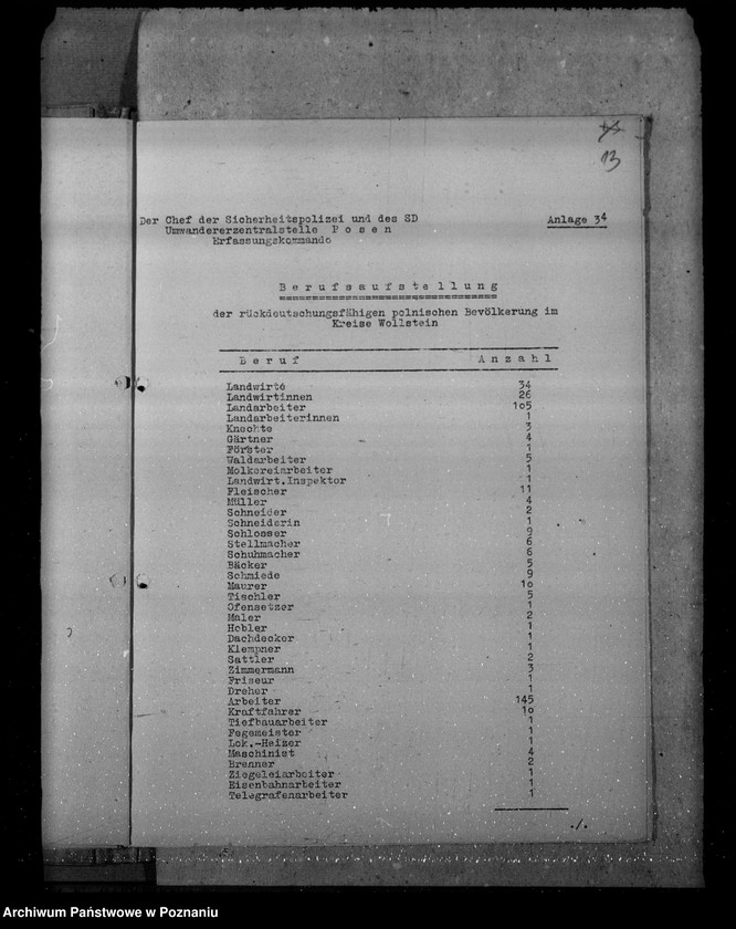 Obraz 19 z jednostki "Vorläufiger Abschlussbericht über die Probeerfassung der Polen im Warthegau"