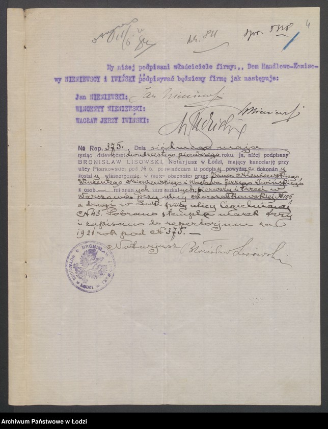 Obraz 6 z jednostki "Jan Nieniewski, Wincenty Nieniewski, Jerzy Iwiński – Dom handlowo-komisowy „Nieniewscy i Iwiński”"