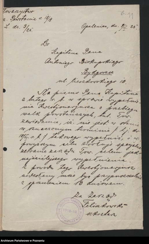 Obraz 13 z jednostki "Materiały organizacyjne dotyczące historii Powstania Wielkopolskiego."