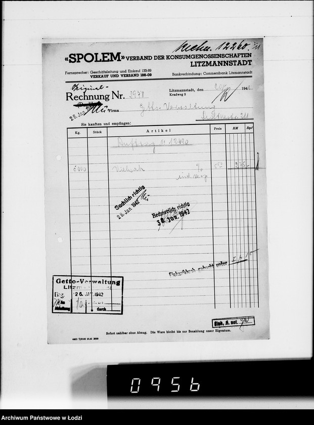 Obraz 15 z jednostki ""Społem" Rechnungen [za dostawy towarów dla Getta]"