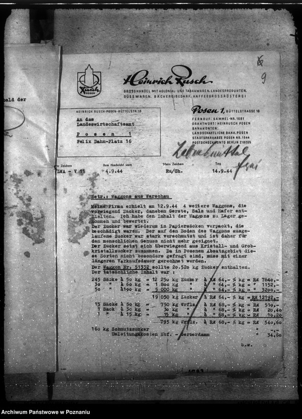 Obraz 13 z jednostki "Spisy i wykazy towarów złupionych w czasie powstania warszawskiego"