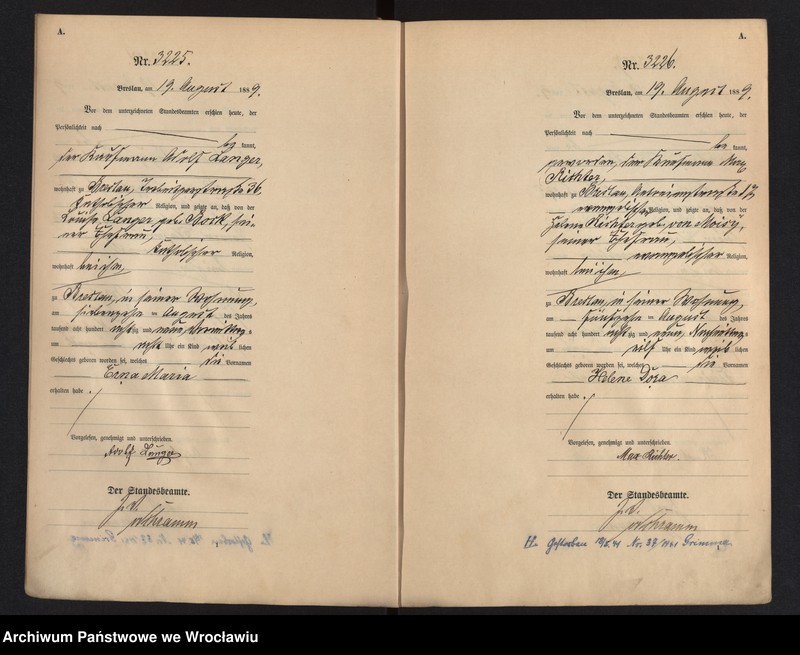 image.from.unit.number "Geburts-Haupt-Register Breslau I 1889 Band 9"