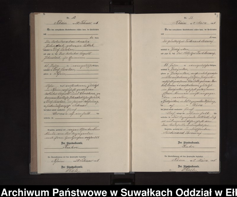 image.from.unit.number "Sterbe-Neben-Register des Königlichen Preussischen Standes-Amtes Orlen Kreis Lötzen"