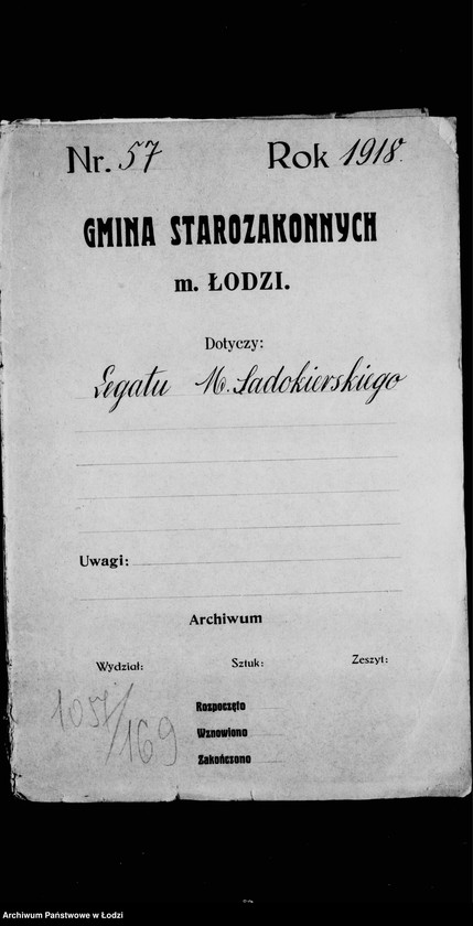Obraz 4 z jednostki "Akta dotyczące legatu M. Sadorskiego"