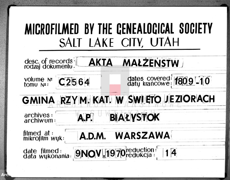 image.from.unit.number "Akta zaślubionych gminy święto-jeziorskiey od 1 maja 1809 roku"