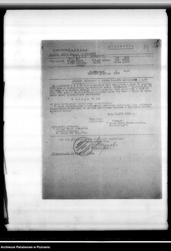 Obraz 19 z jednostki "Beurkundung des Sterbefalles des Landwirts Edmund Modro (Ogrodzona, powiat łęczycki)"