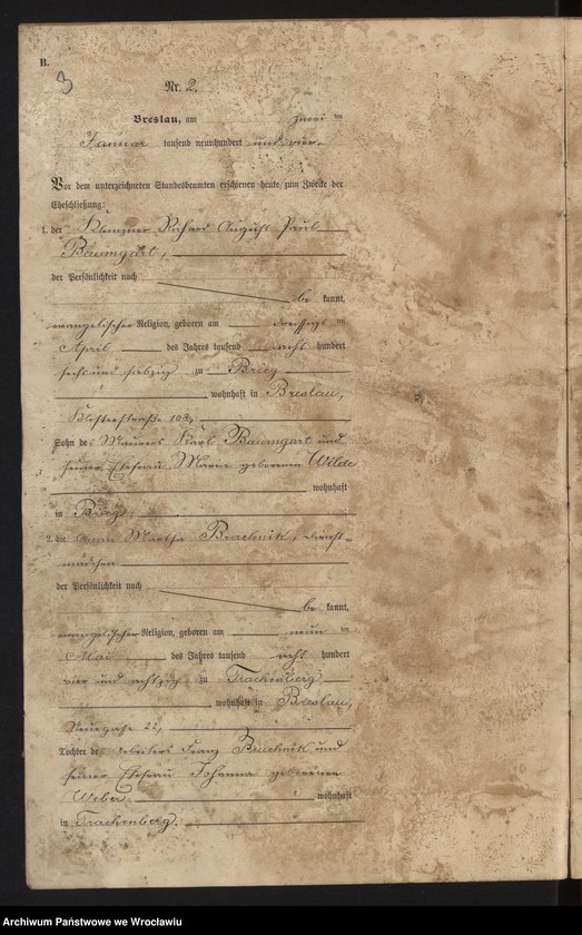image.from.unit.number "Heiraths-Haupt-Register Breslau I 1904 Band 1"