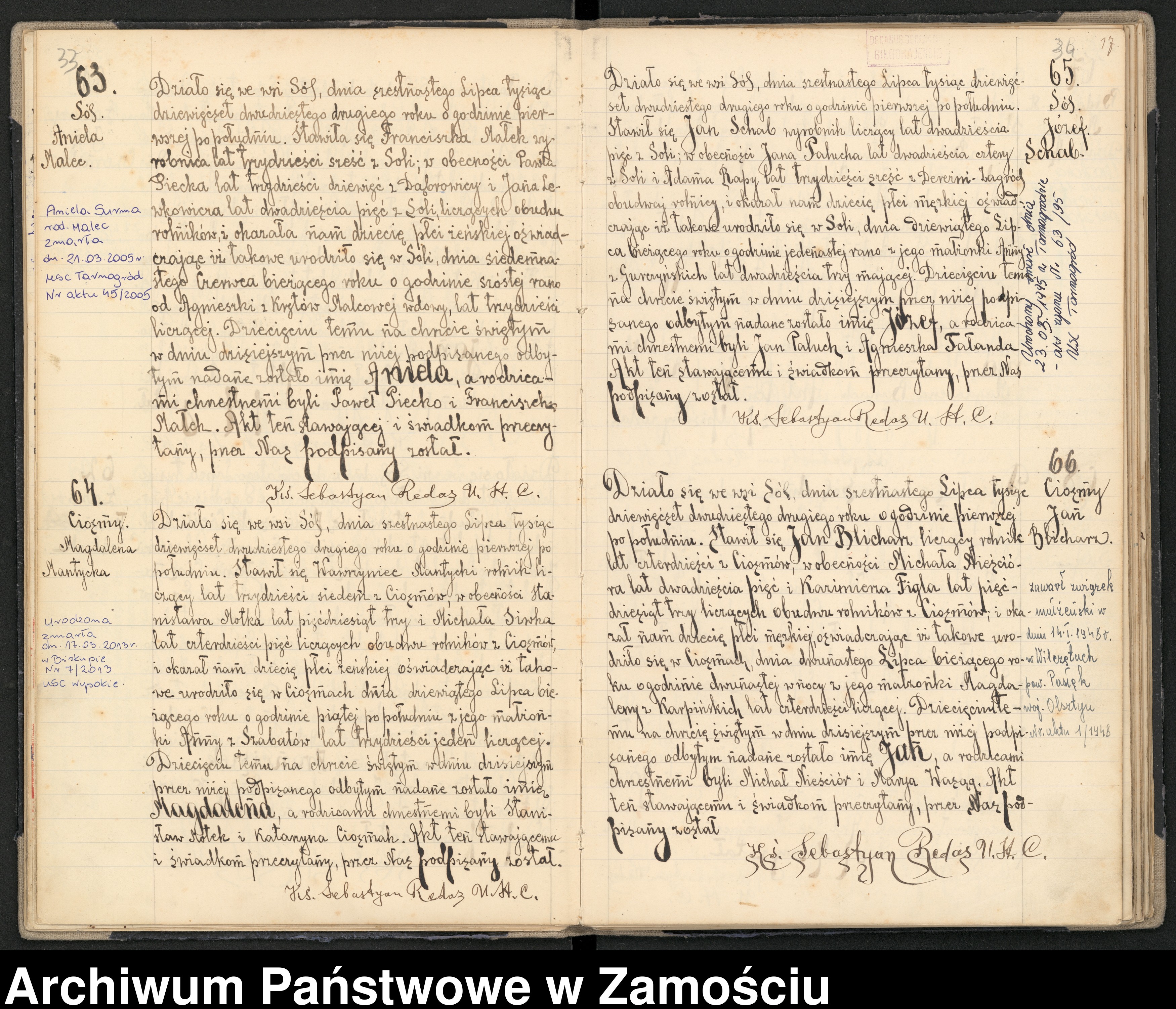 Skan z jednostki: Akta urodzeń, małżeństw, zgonów