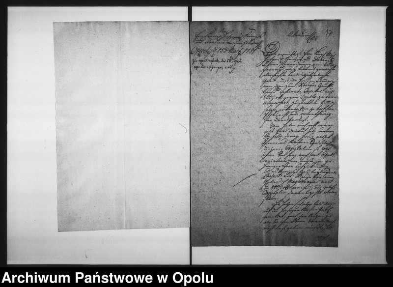 Obraz 17 z jednostki "Acta adhibenda zu denen Rathhäuslichen Actis von Stadt Schulden wegen dem von der Königl: p Cammer zu Breslau aus der Haupt-Armen-Hauss-Casse erhaltenen Darlehn von 5000 rthl. gegen 5 pro Cent Interesse wovon ein gleichmässiges Capital, so bisher zu 6 pro cent verinteressiret werden müssen abgestossen werden soll: Vid: Acta von Bezahlung der Stadt-Schulden: item: Acta wegen Befriedigung der Charlotte Jeltschin"