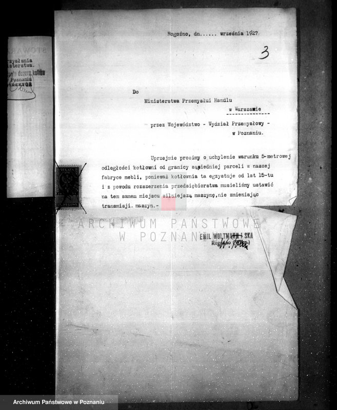 Obraz 7 z jednostki "Fabryka mebli własność. E. Woltmann i Ska. w Rogoźnie nr woj. kotła 6012"