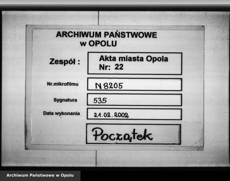 Obraz 1 z jednostki "Acta von Anziehung der Schutz - Verordneten bei der Stadt Oppeln und deren Annahme betreffend"