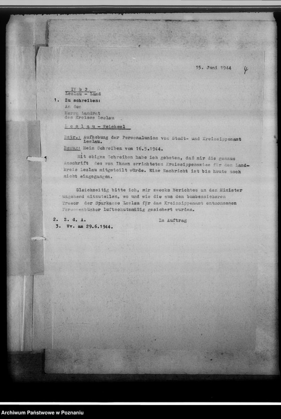 Obraz 8 z jednostki "Aufhebung der Personalunion von Stadt-und Kreissippenamt Leslau [Włocławek, województwo bydgoskie]"