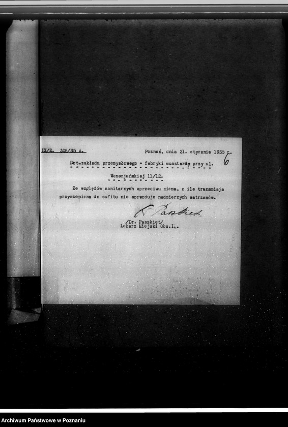 image.from.unit.number "Zatwierdzenie zakładu przemysłowego /fabryki musztardy/ Szmytkiewicz i Spółka w Poznaniu"