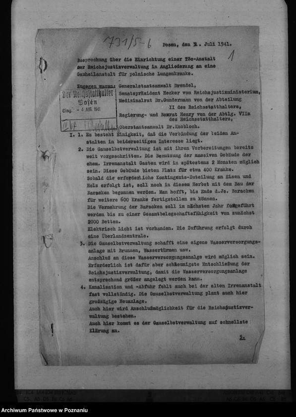 Obraz 4 z jednostki "Zakład dla chorych na gruźlicę w Gostyninie - plany założenia"