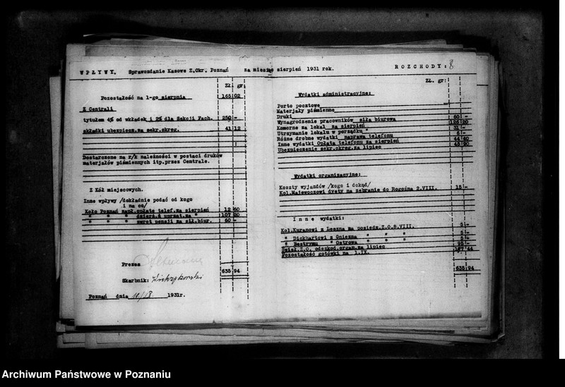 Obraz 12 z jednostki "Sprawozdania kasowe Zarządu Okręgowego Zjednoczenia Zawodowego Polskiego"