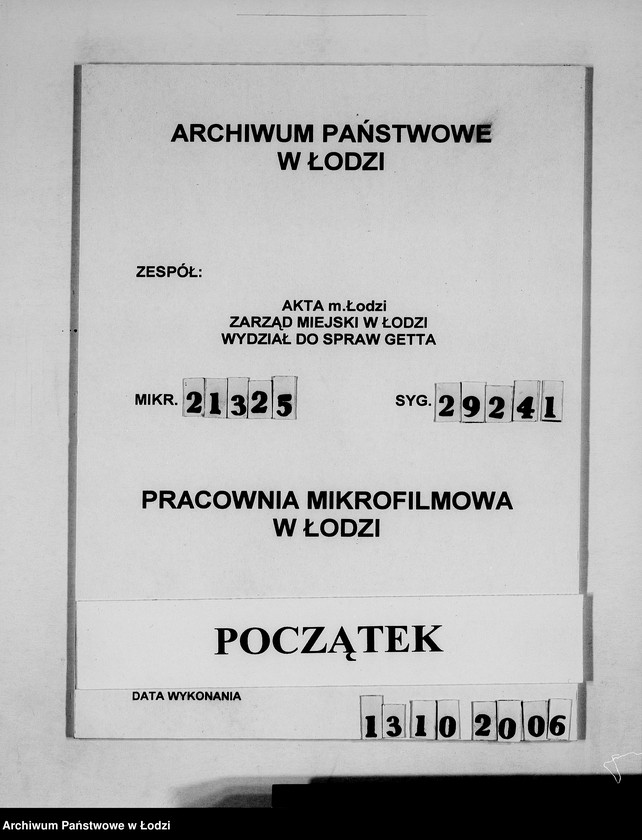 Obraz 1 z jednostki "Bericht über die Prüfung bei der Gettoverwaltung-Litzmannstadt."