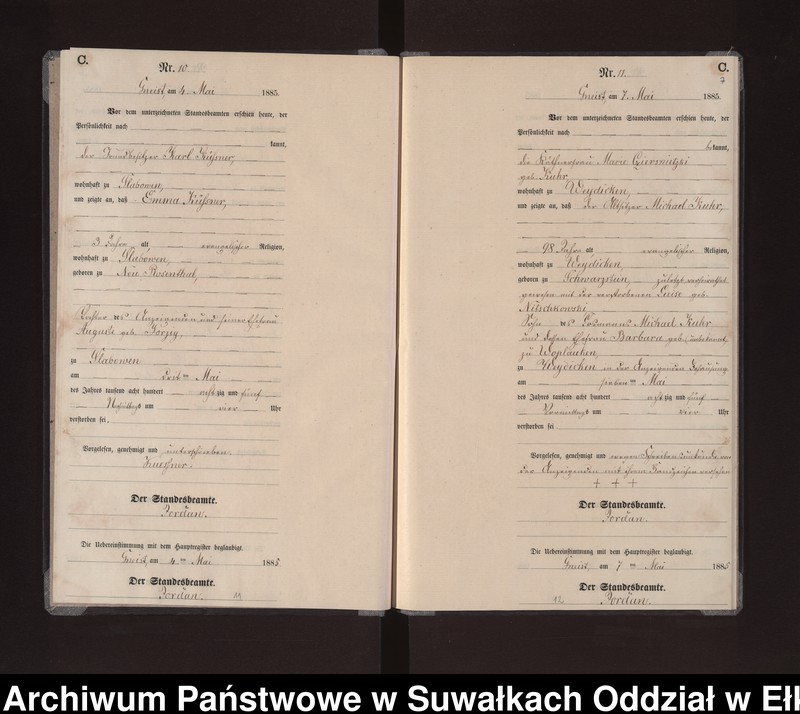 image.from.unit.number "Sterbe-Neben-Register des Königlichen Preussischen Standes-Amtes Gneist Kreis Loetzen"