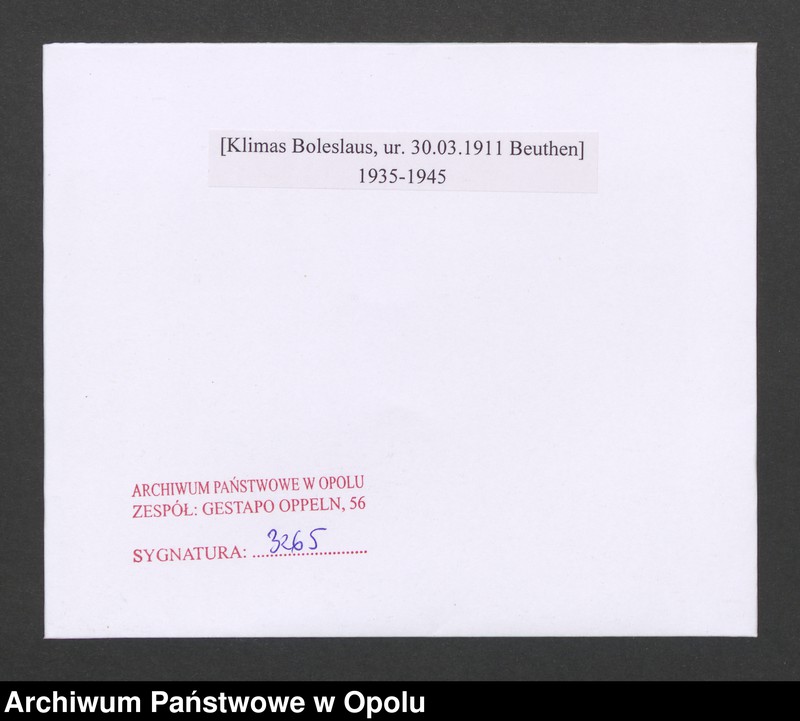Obraz 2 z jednostki "[Klimas Boleslaus, ur. 30.03.1911 Beuthen]"