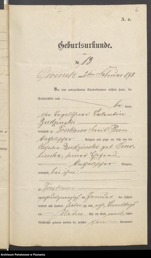 Obraz 8 z jednostki "Die von den Verlobten beigebrachten Urkunden zur Eheschliessung pro 1901. Vol II"