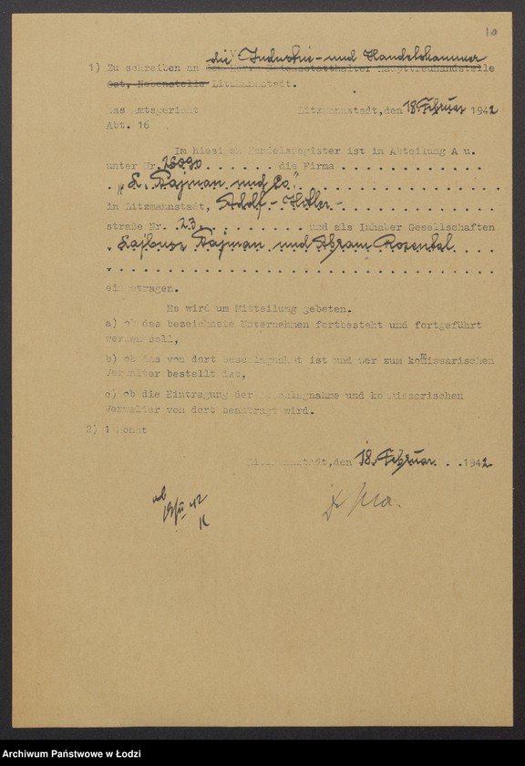 Obraz 12 z jednostki "Lajbusz Najman, Abram Rozental „Dom Mody Lena“ – wytwórnia i sprzedaż konfekcji"