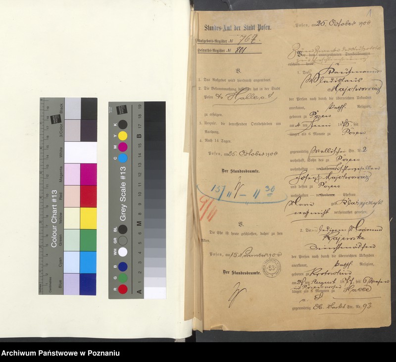 Obraz 3 z jednostki "Die von den Verlobten beigebrachten Urkunden zur Eheschliessung pro 1900"