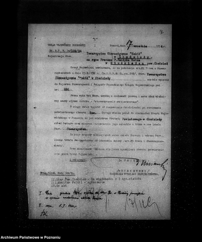 Obraz 11 z jednostki "/Towarzystwo Gimnastyczne Sokół w Chodzieży - rejestracja/"