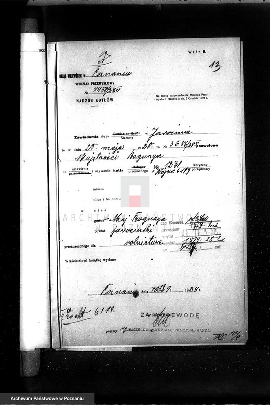 Obraz 18 z jednostki "Majętność Boguszyn pow. jarociński nr fabr. kotła 1232 nr woj. kotła 6120"