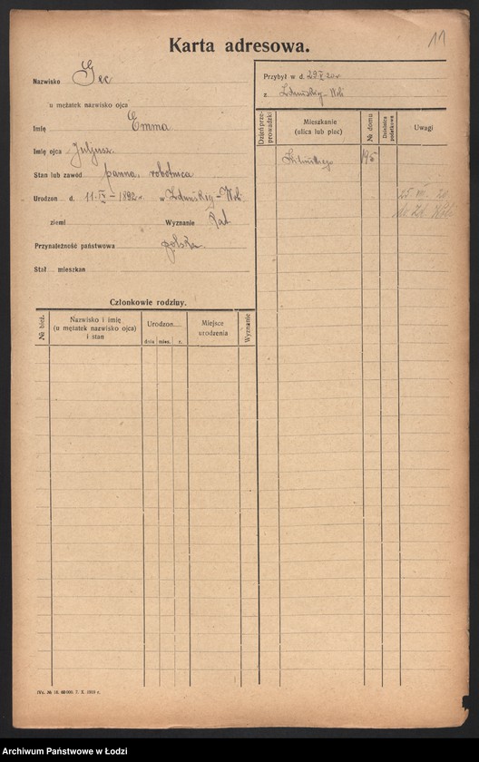 Obraz 13 z jednostki "[Spis ludności Łodzi] Gebora - Gelbart"