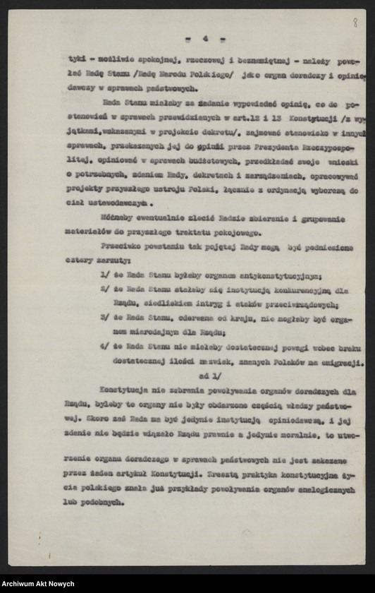 image.from.unit.number ""Memorandum w sprawie przepisów prawnych, dotyczy władz państwowych poza terytorium Państwa". "Dekret Prezydenta Rzeczpospolitej (na emigracji) w sprawie rozwiązania Sejmu i Senatu""