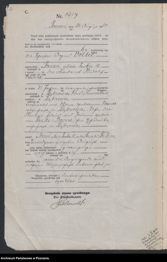 Obraz 4 z jednostki "Księga miejscowa zgonów tom IV [Rejestr główny zgonów]"