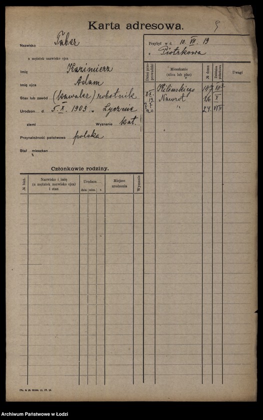 Obraz 11 z jednostki "[Spis ludności Łodzi] Tober - Tomański"