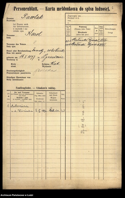 Obraz 4 z jednostki "[Spis ludności Łodzi] Pawlak"