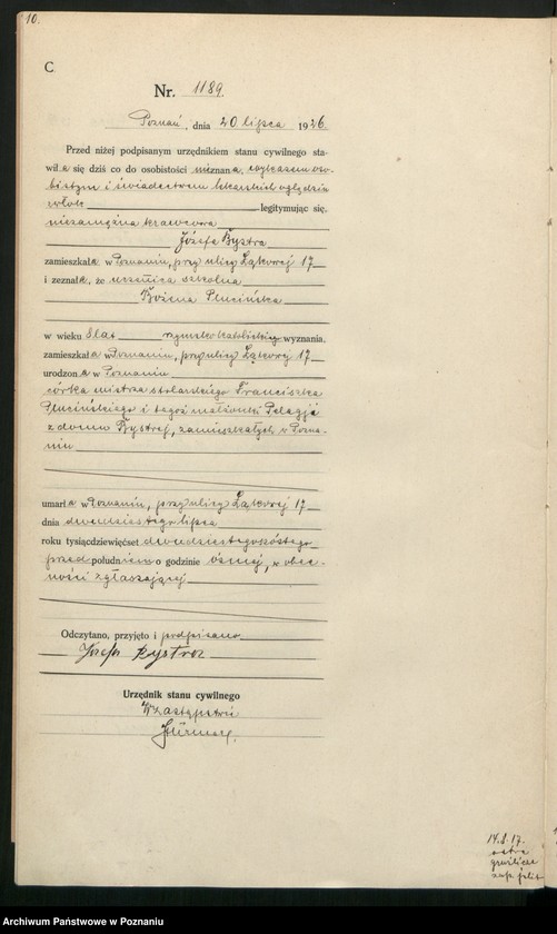 Obraz 12 z jednostki "Księga miejscowa zgonów tom III [Rejestr główny zgonów]"