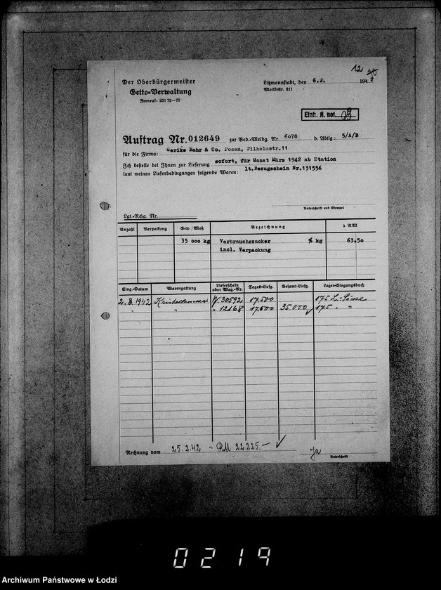 Obraz 16 z jednostki "Aufträge [Lieferscheinen und Rechnungen] 12596-12650 Lebensmitteleinkauf 5/Mü"