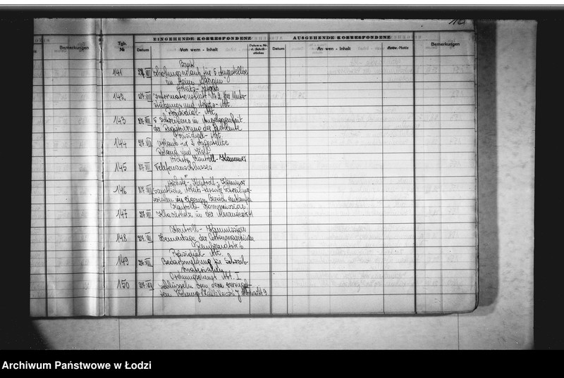 Obraz 20 z jednostki "Tagebuch [Dziennik przychodzącej i wychodzącej korespondencji]"