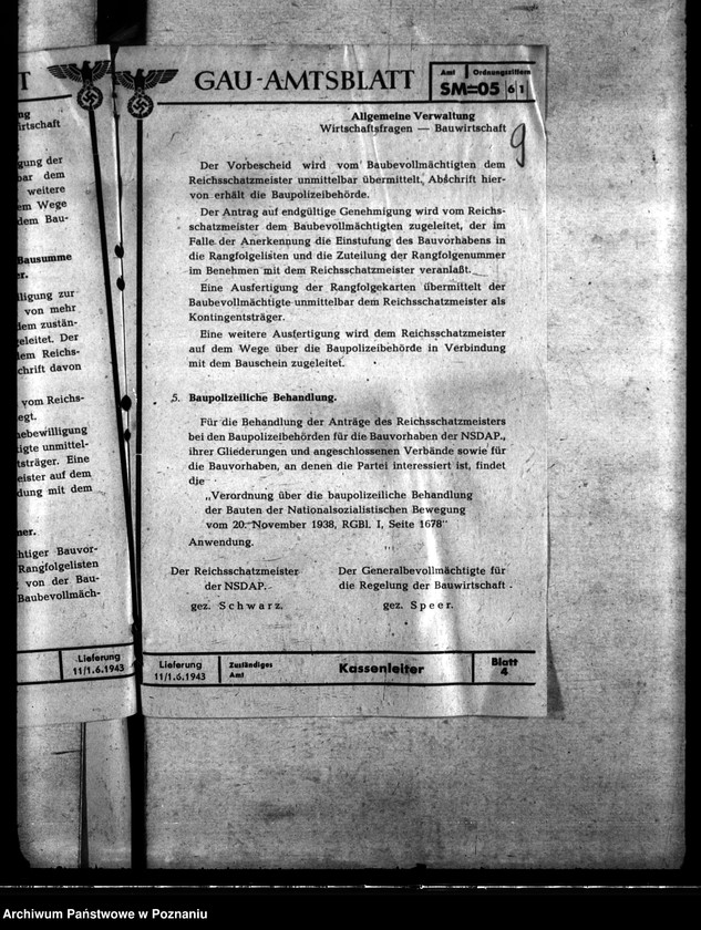 Obraz 13 z jednostki "Betriebsstoffzuteilungen für Kraftfahrzeuge. Regelung der Bauwirtschaft. Bauverbot. Lückenbebauung Posen. Behelfsbauten für Molkereien."