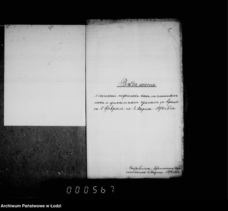 Obraz 8 z jednostki "O nedoimkach po lodzinskoj gorodskoj kasse za 1894 i 1895 gg po uezdnomu kaznačejstvu za pol 1895 g"
